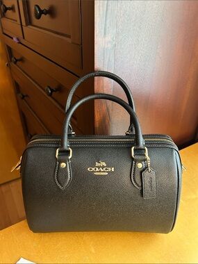 Coach Rowan Satchel in Black with Gold Hardware